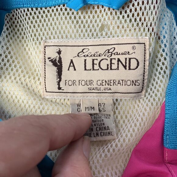 VTG Eddie Bauer A Legend ￼Women’s Jacket Full Zip Retro ￼Pink Blue White Size M - Picture 5 of 11
